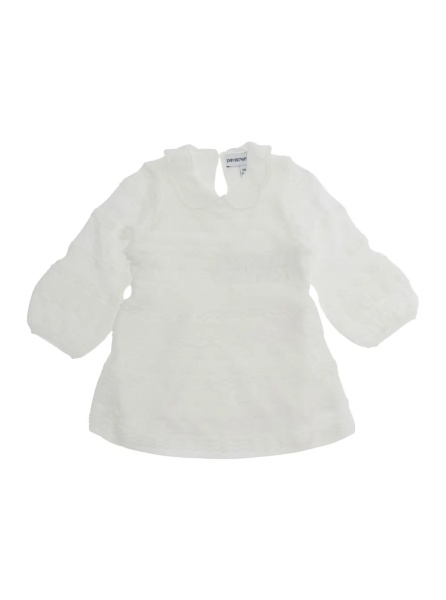 Rochii White Dress with Peter Pan Collar and All-Over Embroidery in Fabric Baby