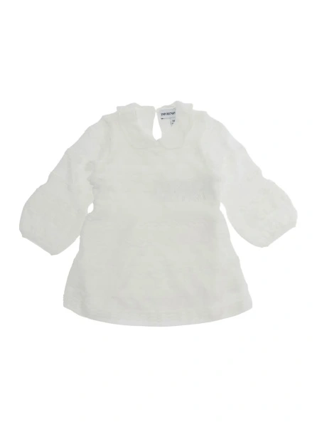 Rochii White Dress with Peter Pan Collar and All-Over Embroidery in Fabric Baby