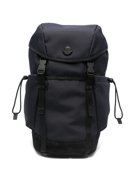 Rucsac Moncler albastru din polyester si piele intoarsa