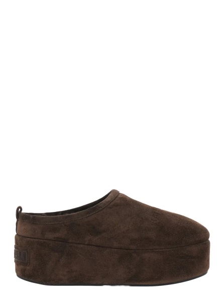 Saboti 'Alaska' Brown Mule with High Platform and Logo Lettering on the Front in Suede for Women