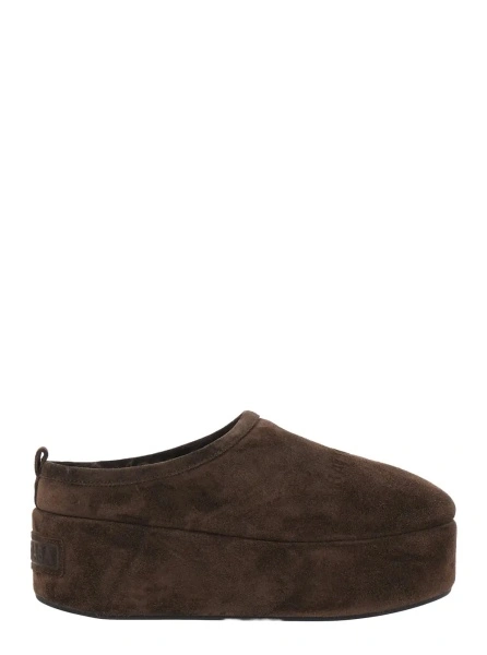 Saboti 'Alaska' Brown Mule with High Platform and Logo Lettering on the Front in Suede for Women