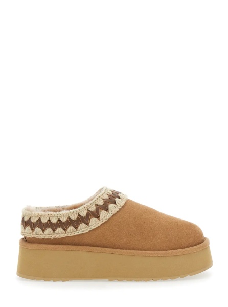 Saboti Beige Mules with Braided Detail in Suede Woman