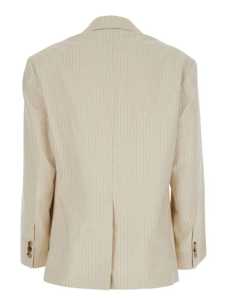 Sacou 'Birdy' Beige Jackets with applied embroidery and striped motif in Fabric Women