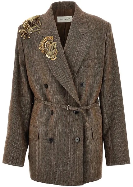 Sacou Embroidered oversized double-breasted jacket