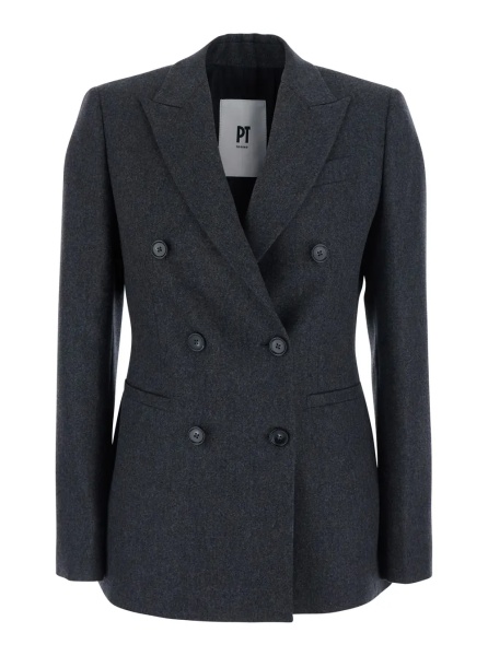 Sacou Gray Double-breasted Cashmere Wool Jackets