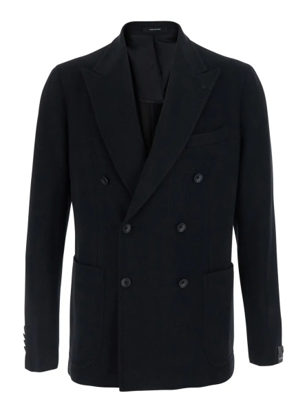 Sacou Monte Carlo Double-breasted Jacket with Black Revers for Men