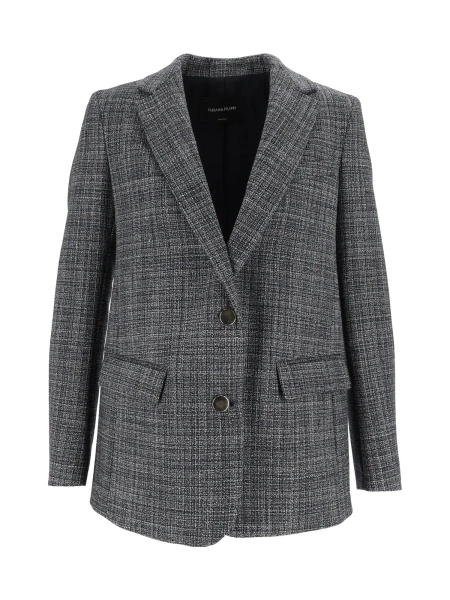Sacou MOULINE' OVERSIZE BLAZER WITH KNOT BUTTON