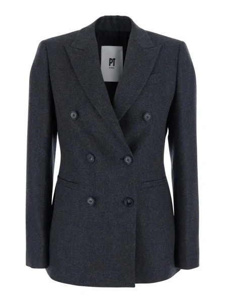 Sacou PT TORINO gri din casmir si lana