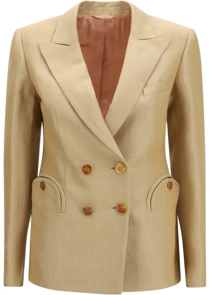 Sacou Renegade Charmer double-breasted linen-blend Blazer