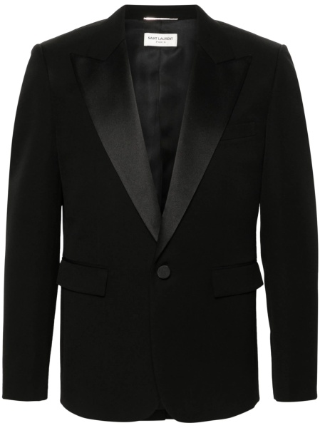 Sacou Saint Laurent negru din lana si polyester