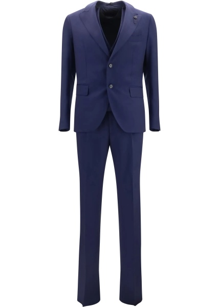 Sacou Wool Suit with double-breasted Jacket and vest