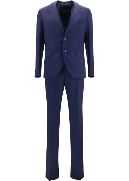 Sacou Wool Suit with double-breasted Jacket and vest