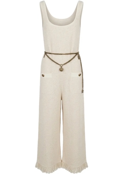 Salopete Bouclé knit jumpsuit with belt