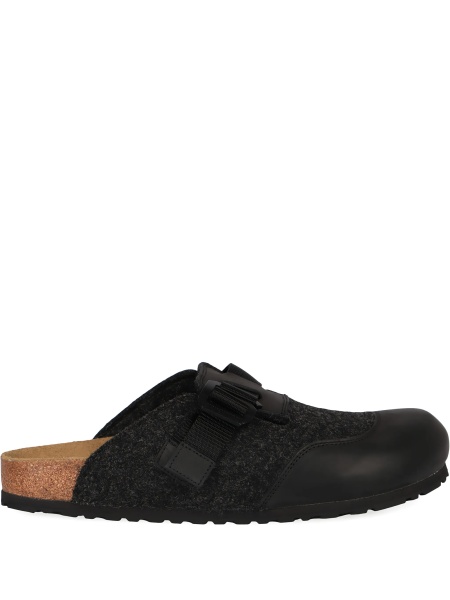 Sandale Birkenstock gri din piele si material textil