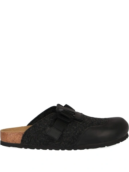 Sandale Birkenstock gri din piele si material textil