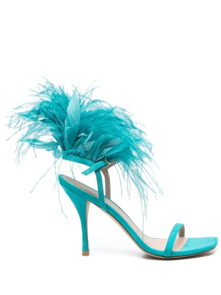 Sandale Stuart Weitzman albastre din puf si piele