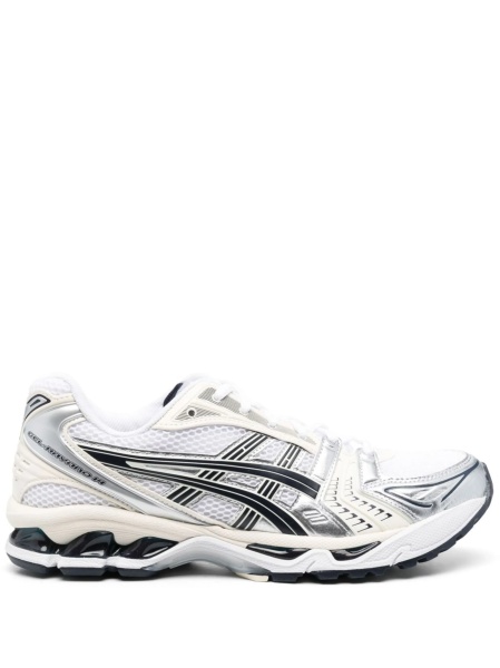 Sneakers ASICS albi din material textil si piele