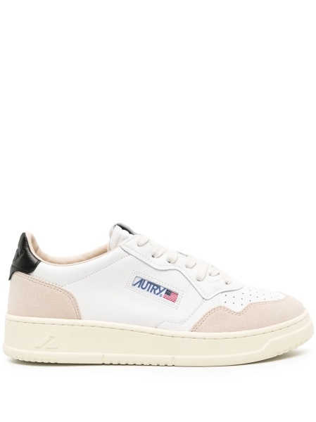 Sneakers AUTRY albi din material textil si piele