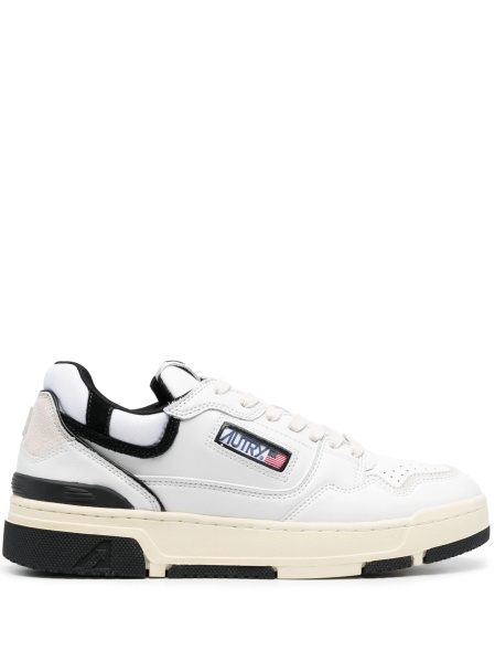 Sneakers AUTRY albi din material textil si piele