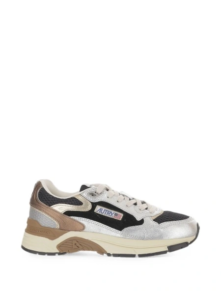 Sneakers AUTRY argintii din plasa si piele intoarsa