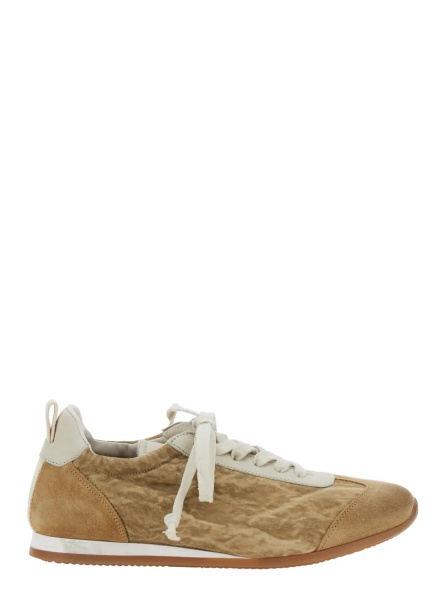 Sneakers Beige Low Top Sneakers with lace-up closure on the front in ecosuede for women