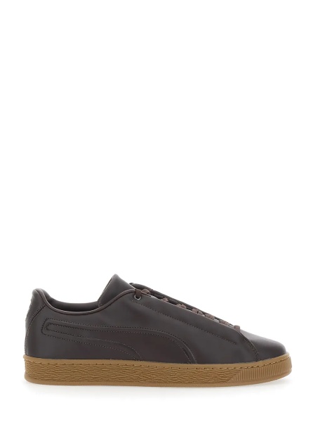 Sneakers Brown low top sneakers with laces on the front in leather for men