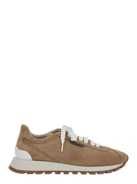 Sneakers Brunello Cucinelli maro din piele intoarsa