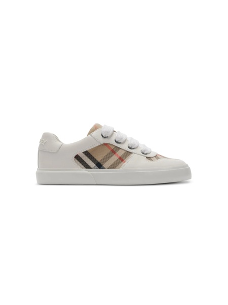 Sneakers Burberry albi din piele si bumbac