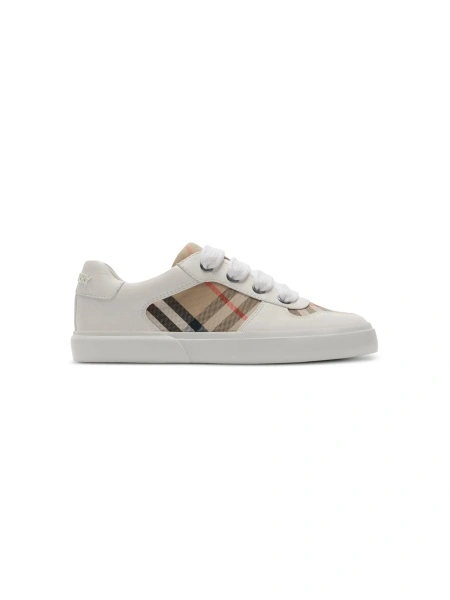 Sneakers Burberry albi din piele si bumbac