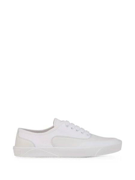 Sneakers Christian Louboutin albi din bumbac si piele