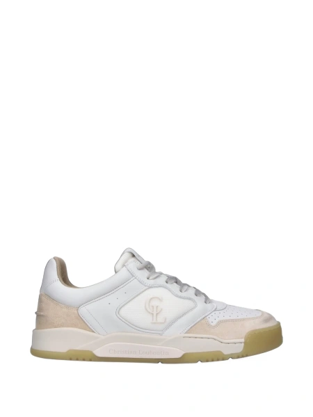 Sneakers Christian Louboutin albi din poliamida si piele