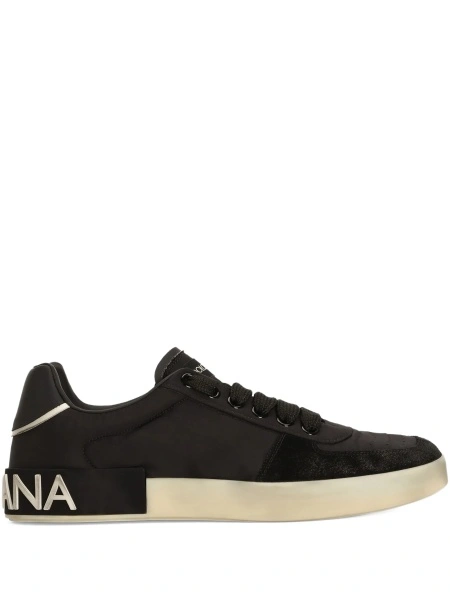 Sneakers Dolce & Gabbana negri din piele si poliamida