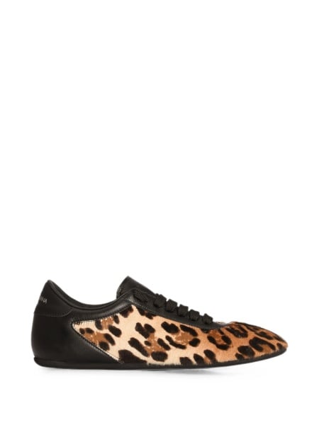 Sneakers Dolce & Gabbana neutri din piele si par de vitel
