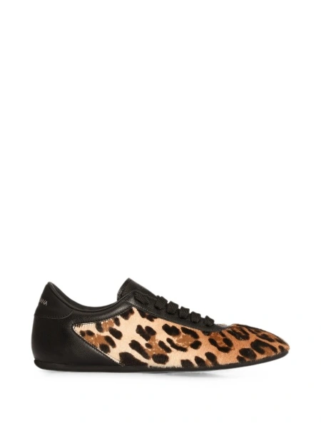 Sneakers Dolce & Gabbana neutri din piele si par de vitel