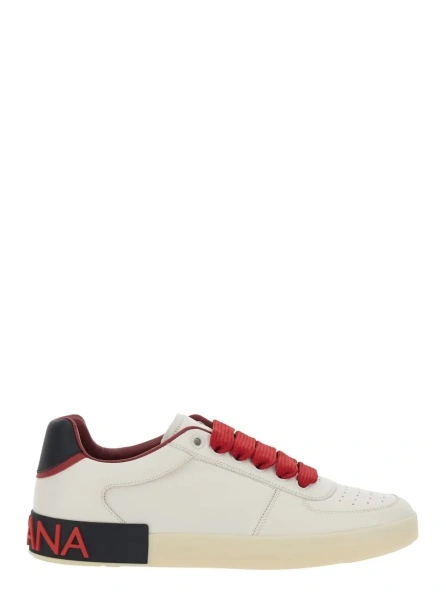 Sneakers Dolce & Gabbana 'Portofino' albi din piele 'Portofino Custom'