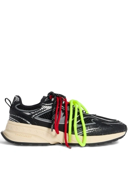 Sneakers DSQUARED2 negri din material textil si piele