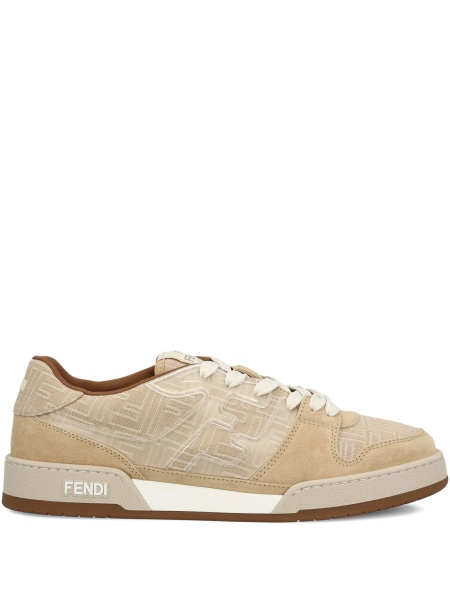 Sneakers Fendi neutri din piele si bumbac