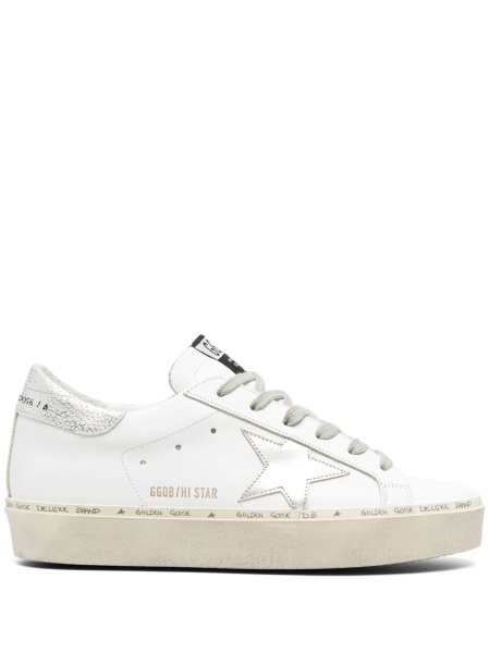 Sneakers Golden Goose hi star albi din piele