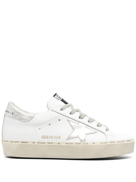 Sneakers Golden Goose hi star albi din piele