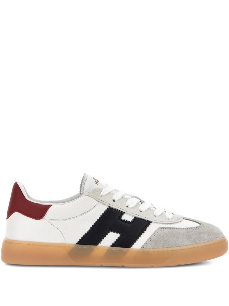 Sneakers Hogan albi din piele intoarsa si piele