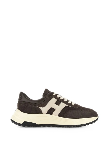 Sneakers Hogan maro din piele intoarsa si piele