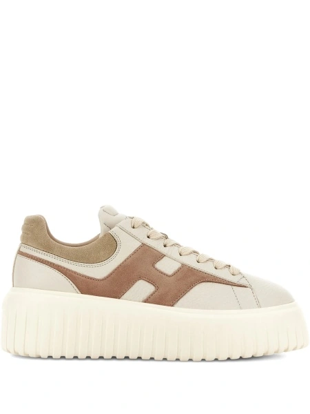 Sneakers Hogan neutri din piele intoarsa si piele