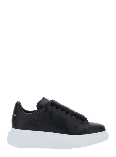 Sneakers Low Top Sneakers 'Alexander McQueen' with logo lettering on tongue and heel in black leather for women