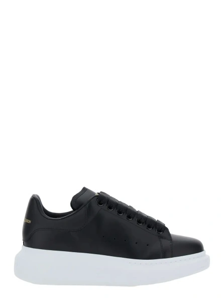 Sneakers Low Top Sneakers 'Alexander McQueen' with logo lettering on tongue and heel in black leather for women