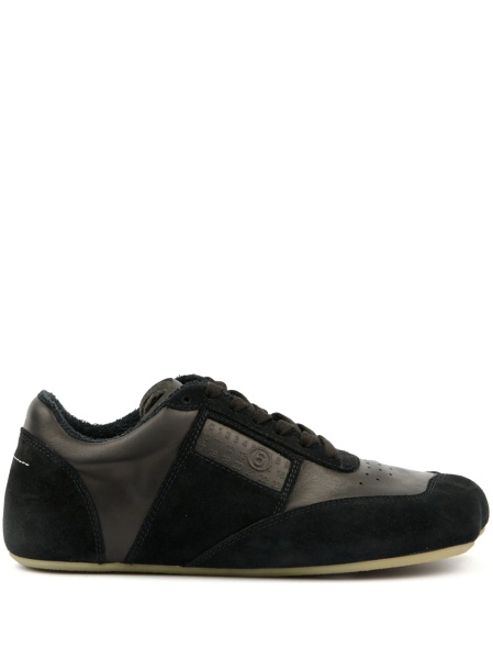 Sneakers MM6 Maison Margiela negri din piele si piele intoarsa