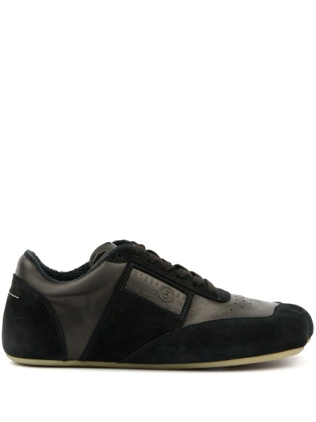 Sneakers MM6 Maison Margiela negri din piele si piele intoarsa
