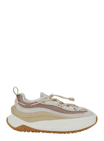 Sneakers 'Moon 247' Beige Low Top Sneakers with Logo on the Tongue in Leather and Fabric Blend Woman