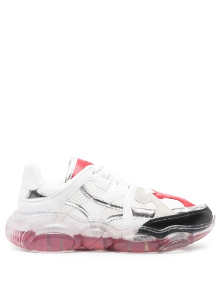 Sneakers Moschino albi din material textil si poliuretan