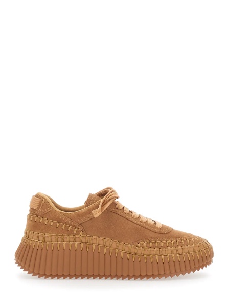 Sneakers 'Nama' Beige Sneakers with High Platform and Logo Patch on the Tongue in Suede for Women