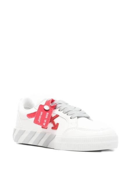 Sneakers Off-White albi din material textil si piele